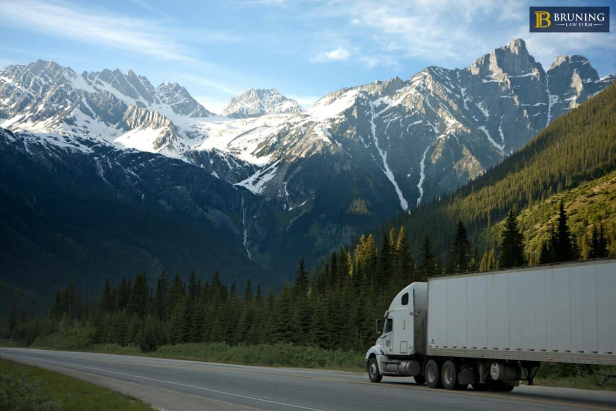 Semi truck driving on highway representing truck accident risks and what to know after a collision